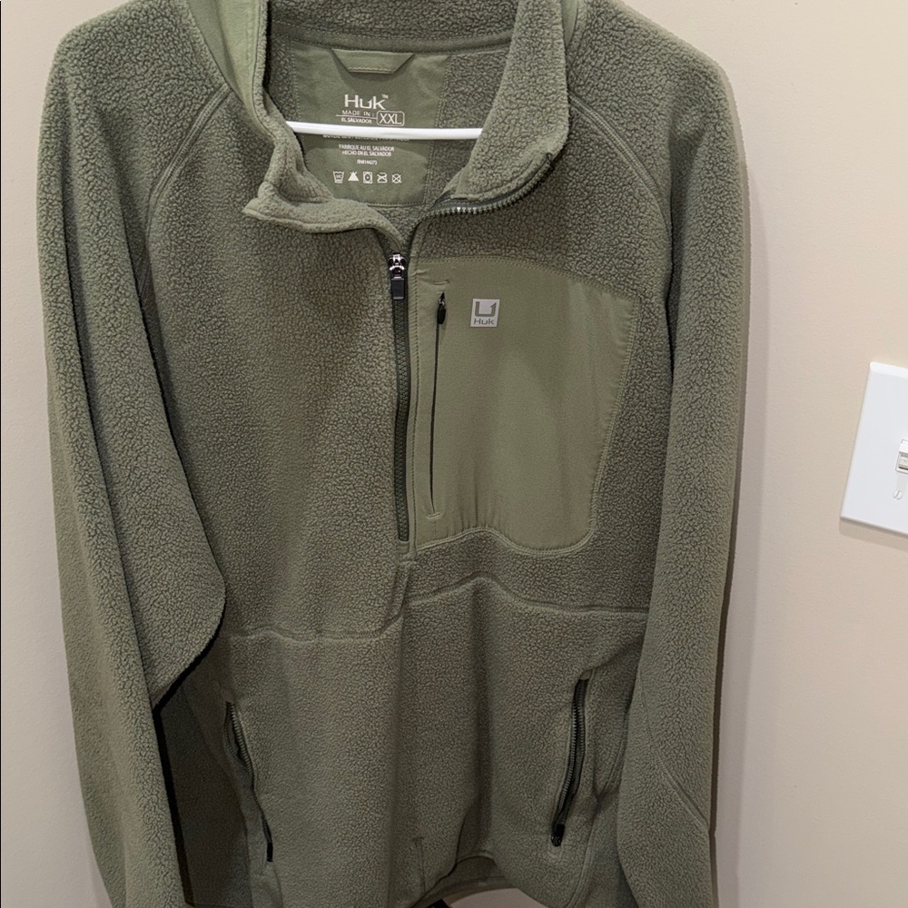 Huk Olive Green Fleece Quarter-Zip Pullover